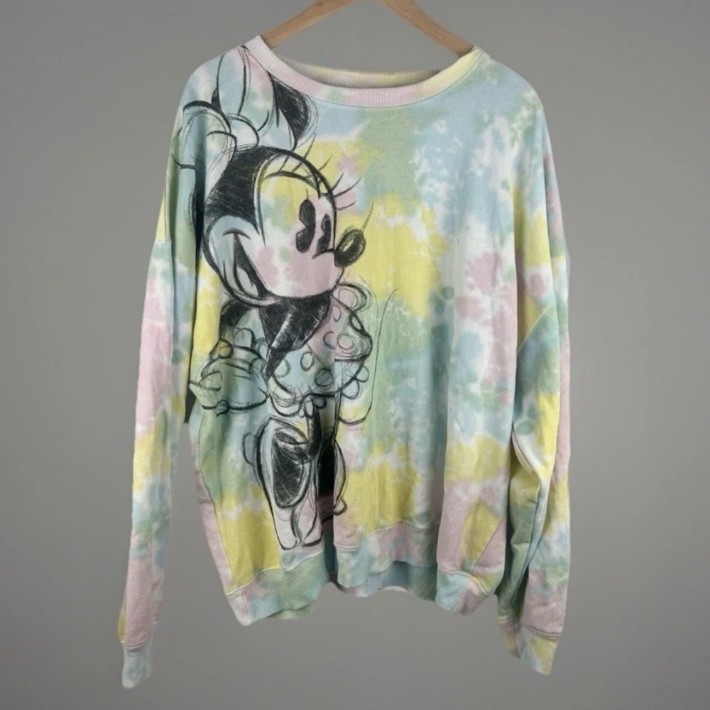 Disney Pastel Tie-Dye Minnie Mouse Crewneck Sweater